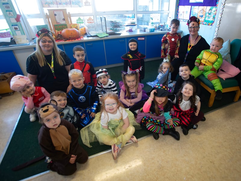 Mrs. McFadden's P1 Class pictured before Friday's Halloween Parade at Greenhaw Primary School. 