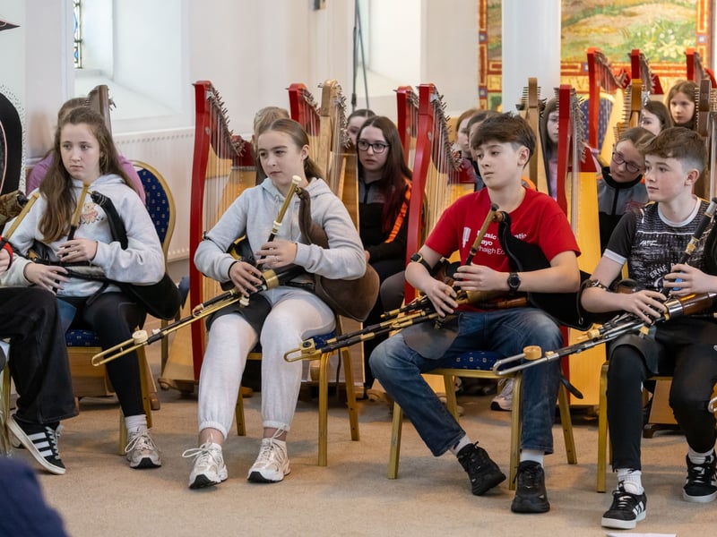 Young Laois harpers and pipers flocked to Castletown this week for Tionól Harp and Pipes, presented by Music Generation Laois. Young harpers and pipers from across Ireland took part in the the day festival, which included workshops and performance opportunities. Acclaimed harpers Michael Rooney from Monaghan and Catriona McKay from Scotland were among the team of professional musicians working with 74 young people. Participants hailed from Music Generation programmes in Louth, Mayo, Cavan, Monaghan and Waterford, as well as from Music Generation Laois.  "We are thrilled to celebrate ten years of Tionól,"  Ms Rosa Flannery, Music Development Officer with Music Generation Laois told the Leinster Express / Laois Live. "Young harpers and pipers from all over Ireland are taking part in an immersive music experience that develops their musical skills and forges life-long friendships. "Music Generation Laois has a special focus on harping and piping, the harp and uilleann pipes are two instruments of cultural significance to Ireland that need to be preserved, supported and developed," Ms Flannery said. Tionól Harp and Pipes 2026 will take place from 26-28 October in Castletown.  The event is supported by the Music Generation / Arts Council of Ireland Partnership Creativity and Collaboration Fund. Music Generation Laois is part of Music Generation, Ireland's national performance music education programme, co-funded by U2, the Ireland Funds and the Department of Education and Youth. Locally, Music Generation Laois is part of Laois and Offaly Education and Training Board and supported by Laois County Council.  To find out more about joining Music Generation Laois’ harp or uilleann pipes programmes see musicgenerationlaois.ie  WATCH: Sod turned on €6.5m extension to ESB training centre in Portlaoise