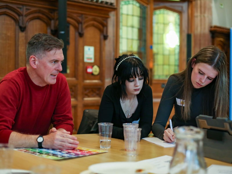 Local Democracy Week event, Have Your Say, which took place in the Guildhall. The event saw the Mayor, Cllr Ruairí McHugh, meet with The North West Ministry of Youth and 10 elected members. Councillor Shaun Harkin in discussion with some of the youth members.