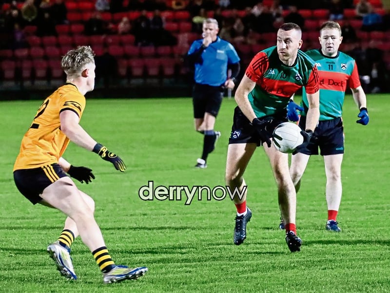 Doire Trasna's Dylan Deery looks for a way forward.