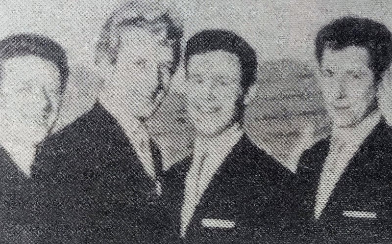 The Black Aces began life as a skiffle group wasy back in 1958 in the old De la Salle Boys' School in Patrick Street. The members were Liam Drennan (tenor saxophone), Ollie Kearney (guitar/vocals), Sean Holland (washboard), John Joe Cantwell (drums) and Jim Dwyer (tea-chest bass). They were later joined by Val Reynolds (electric guitar), Arthur Connick (trombone) and vocalists Paddy Hanrahan and Jimmy Lennon. The Black Aces performed at local dances in the C.Y.M.S. hall and in the Mayfair and Carlton ballrooms - their music ranging from Rock 'n' Roll to Country and Western and Trad. Jazz. Their popularity grew intensely and such was the demand for them that they turned professional. They toured all over Ireland, England and Scotland, attracting huge crowds everywhere they went. They even toured America twice and were the youngest professional band in Ireland at the time. Through the years, various personnel changes took place. Paddy "Sonny" Cullen and Tom Dollard replaced Jim Dwyer and Val Reynolds, respectively, and Jimmy Lennon left for Britain. During the 1960s The Black Aces made a record Serenade of the Bells featuring Sonny Cullen on vocals, and later Ollie Kearney recorded Just Tell Her Jim Said Hello. Both records were given well deserved airplay on Radio Eireann and both also made it into the Irish Top 20. They also appeared on the television series, The Showband Show, and were heard on the Radio Programme, the "Seventeen Club". The end of the showband era came at the beginning of the 1970s as did the era of The Beatles. The Black Aces disbanded in 1972.