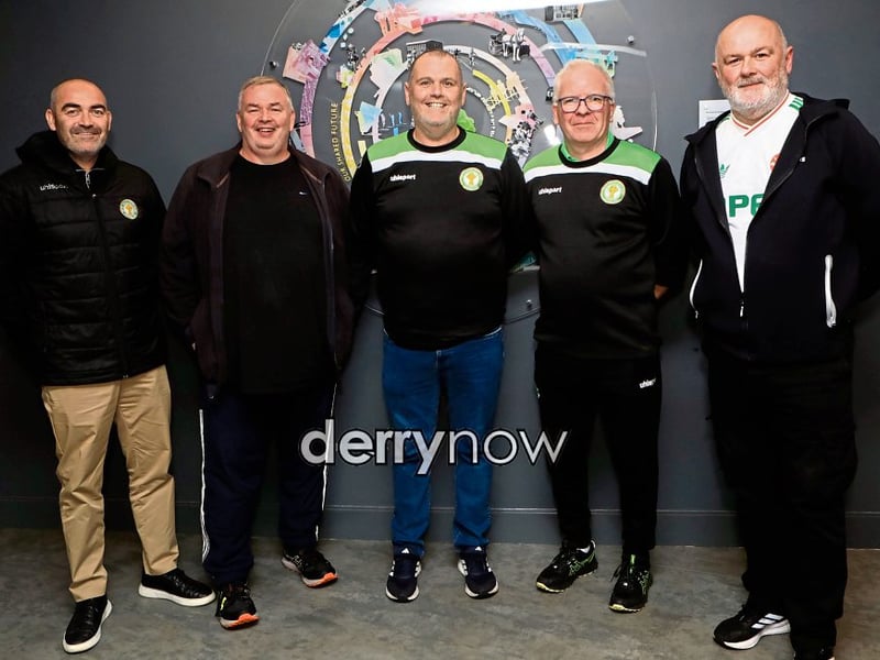 TOTHC former and present members, from left are Sean Hargan, Tony Gillespie, Eamon McLaughlin, Jim McGuinness and Gerry McLaughlin.