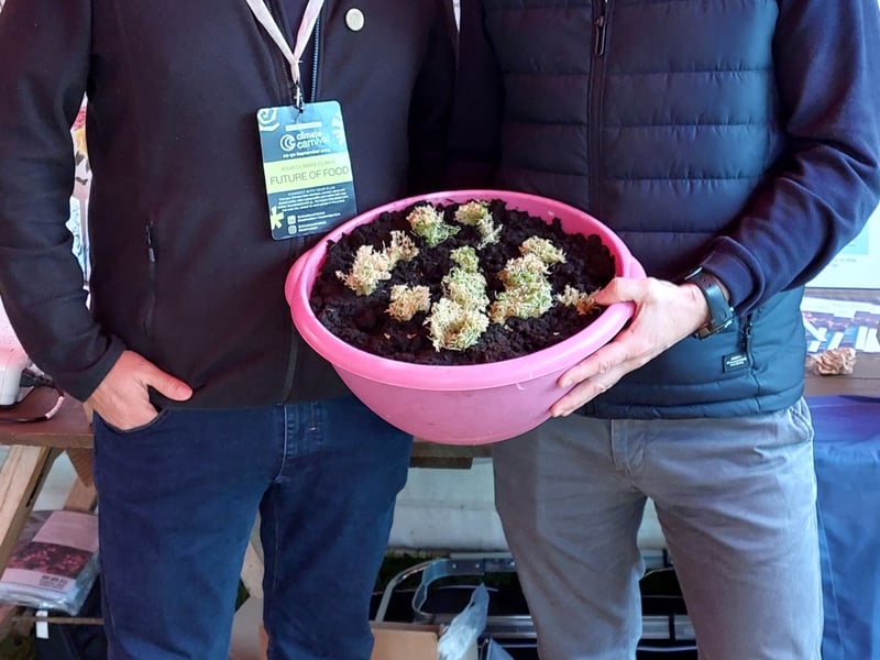 David Murphy, Erinn Innovation and Conor Mooney, Bord na Móna at their Peatlands and People project which aims to build a 'regenerative park' in Laois or Offaly, replant spaghnum mosses in bogs, and support companies improving their sustainability.