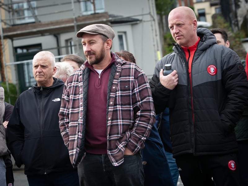 Some of the faces in the crowd during Saturday's unveiling of a new mural in honour of the late Tristar FC founder Jon 'Ugg' Clifford.