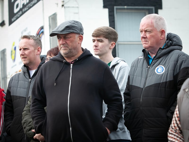 Some of the faces in the crowd during Saturday's unveiling of a new mural in honour of the late Tristar FC founder Jon 'Ugg' Clifford.