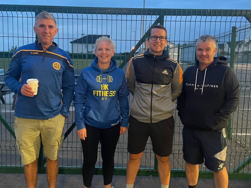 Callan Fire Service members set out at 6am on the Walkathon. John Paul Corcoran, Majella and Bernard Jacob and Keith Doheny