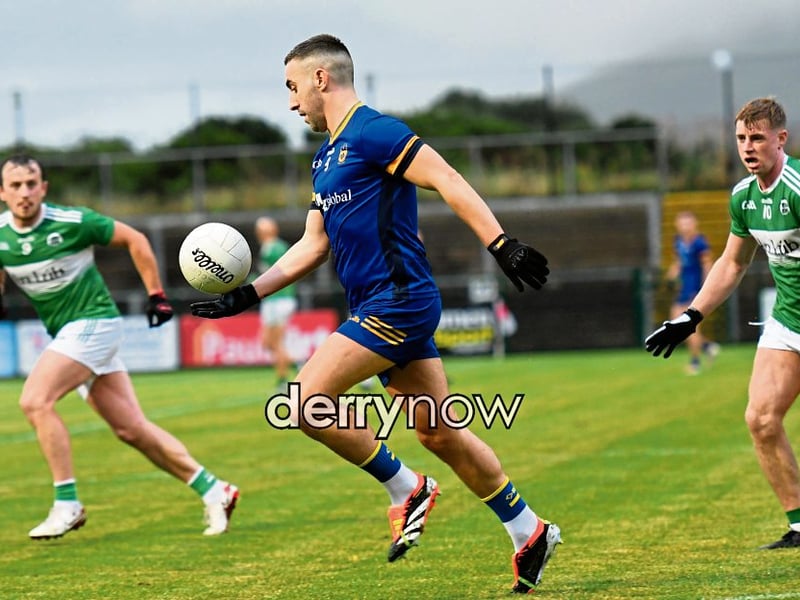 Steelstown's Ryan Devine in action against Loup at Owenbeg.
