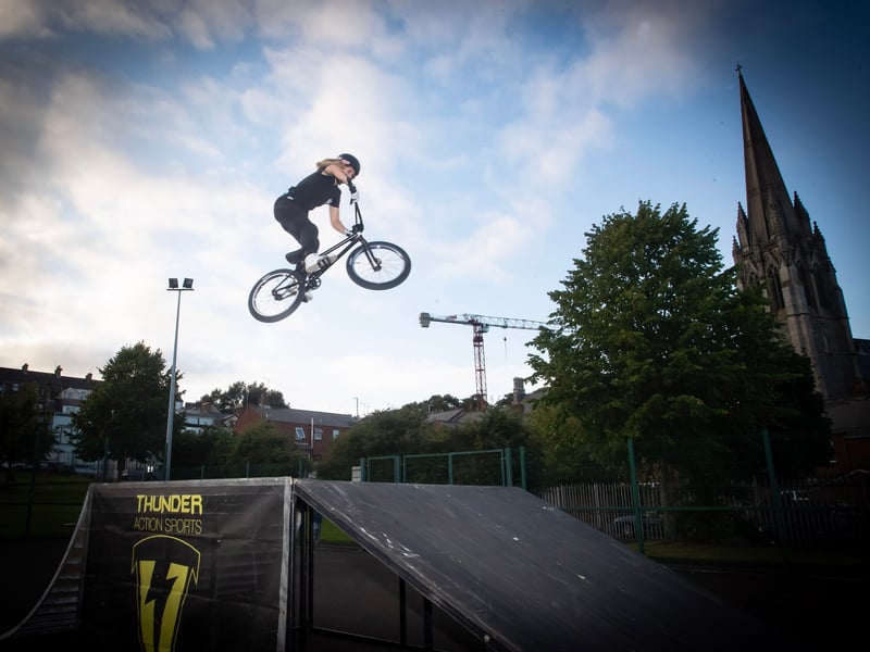 One of the high flying BMX riders in action.