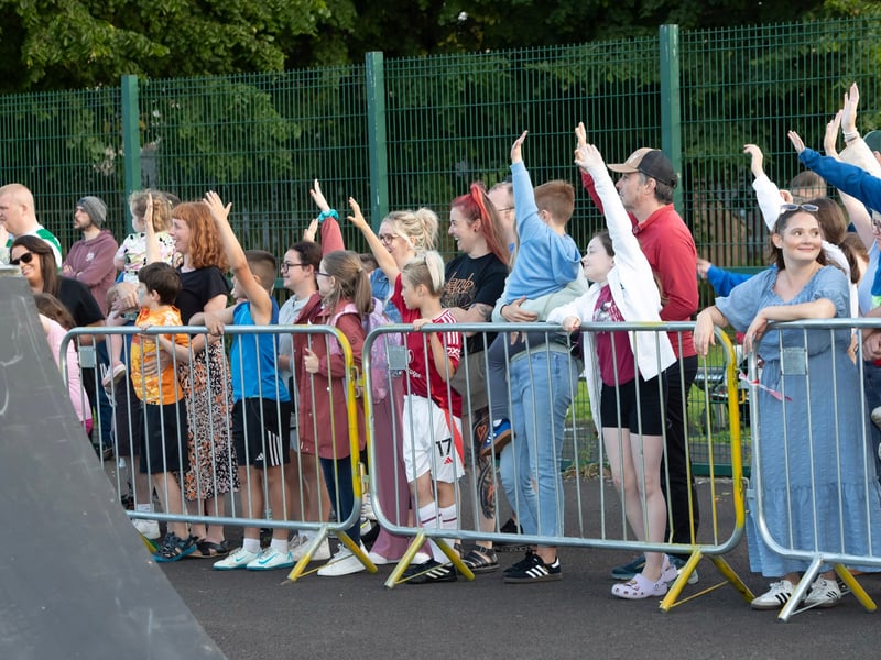 A section of the crowd being entertained.