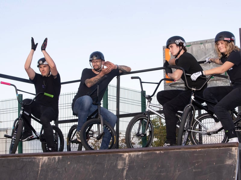 The BMX Stunt Riders pictured before entertaining the crowd.