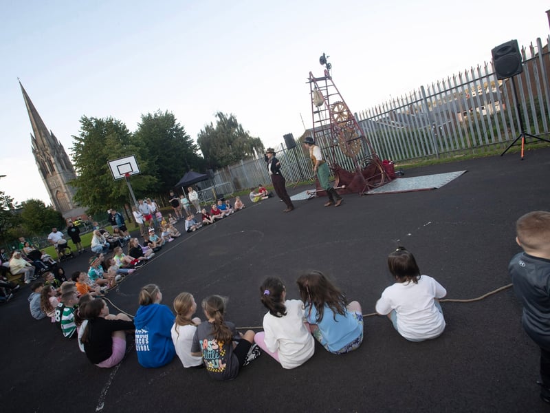 Children and adults enjoying the Sanita Circus.