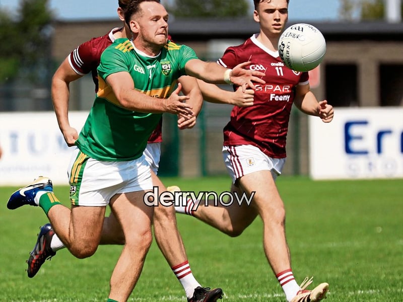 Glen's Conor Carville passes the ball forward.