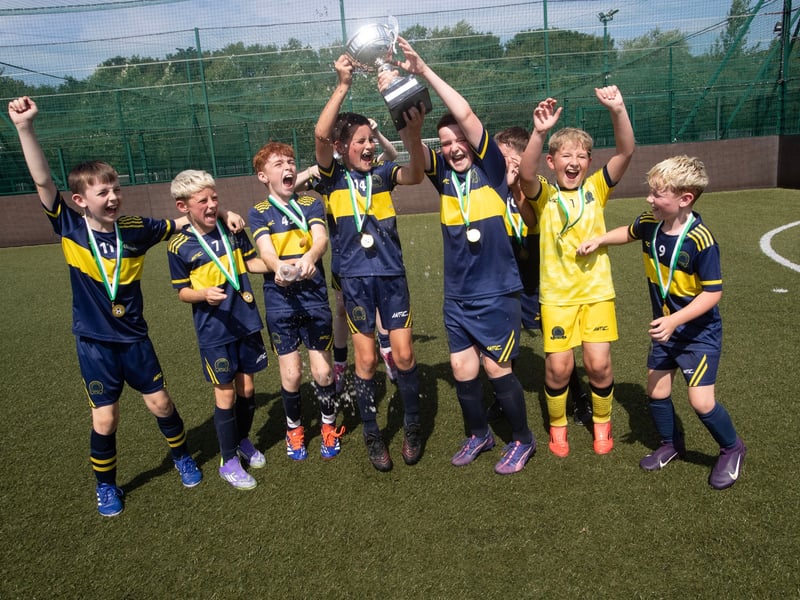 PADRAIG BARTON CUP WINNERS. . . .Don Boscos FC, winners of the Feile's Padraig Barton Cup 2025, pictured celebrating.