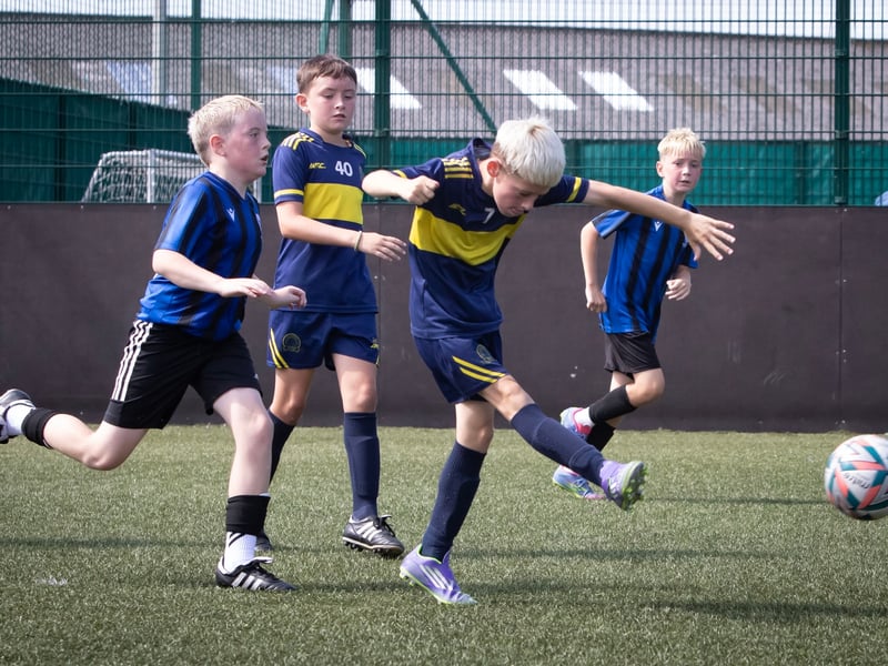Action from the Padraig Barton Memorial Cup final between Don Boscos and Oxford United.