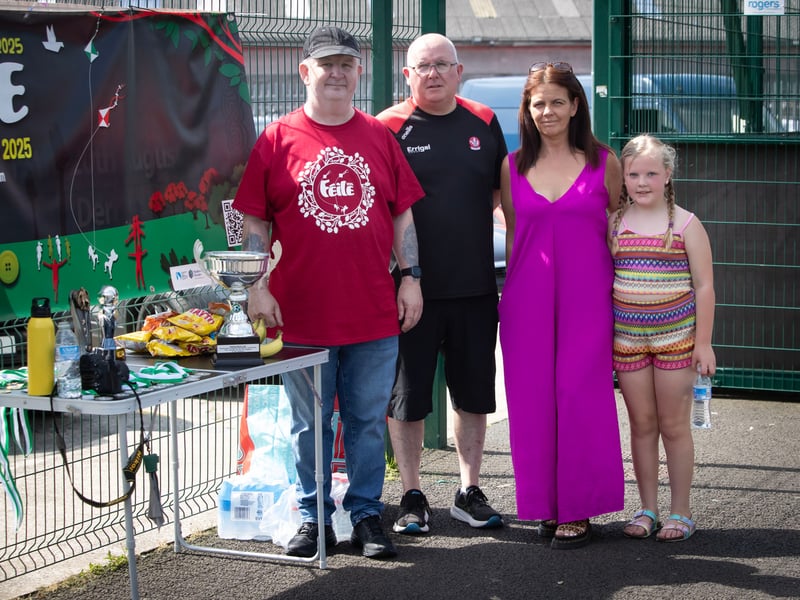 Family of the late Pádraig Barton at Bay Road on Tuesday morning. (Photos: Jim McCafferty Photography)