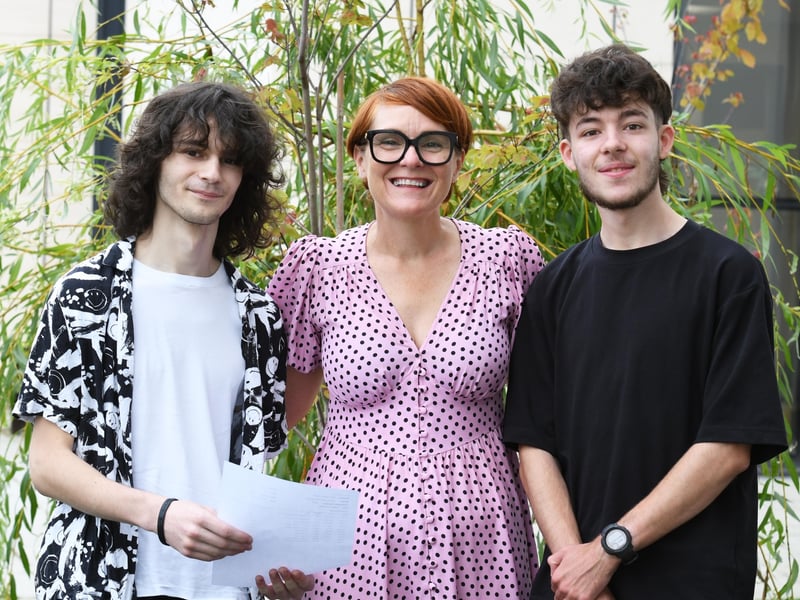 Deirdre McLaughlin, Principal, with Aedan McLaughlin and Calum McMonagle.
