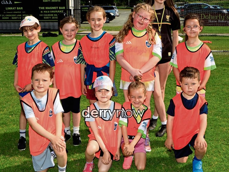 P1-P4 team with coach Chloe McGuinness at the Steelstown Brian Og’s Cul camp