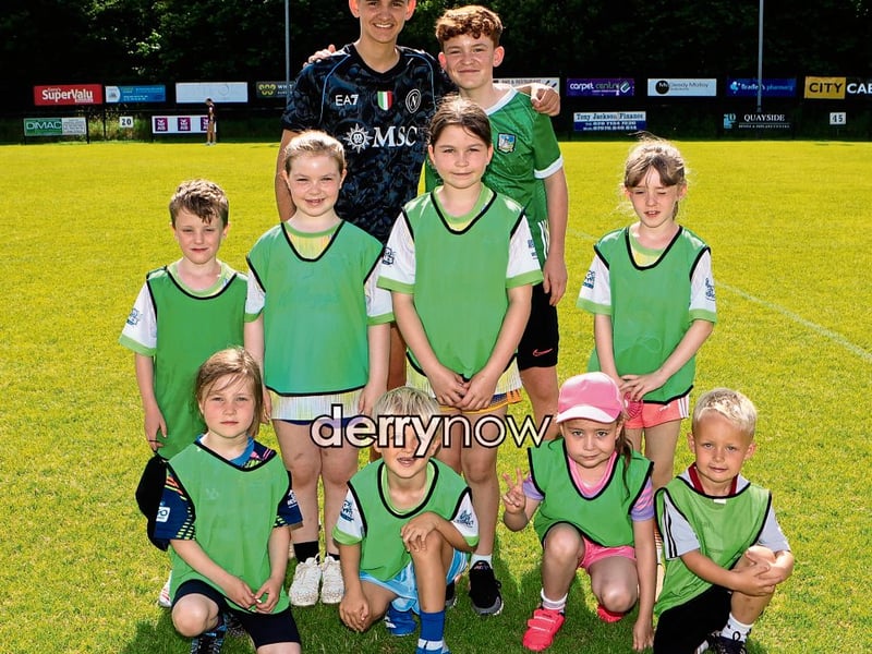 Max McGinley and Michael McBride, coaches with their team at the Steelstown Brian Og’s Cul Camp
