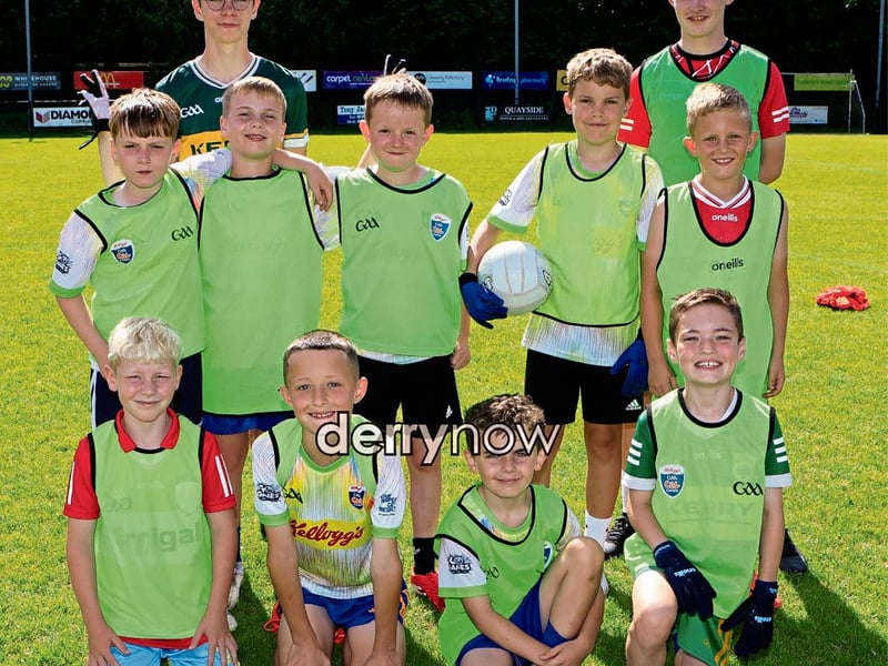 Coaches Adam Tancred and Jack Dunn with their team at the Steelstown Brian Og’s Cul Camp
