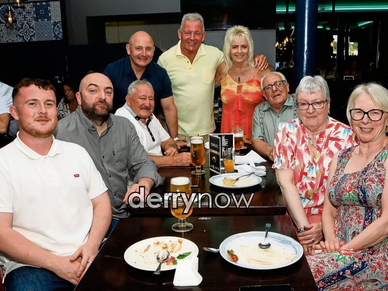 Mickey O’Connor celebrating his 70th birthday with wife Geraldine, family and friends in the Bentley. (Photos - Tom Heaney, nwpresspics)
