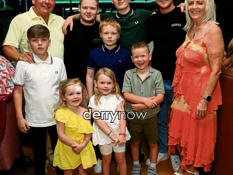 Mickey O’Connor celebrating his 70th birthday with wife Geraldine and grandchildren in the Bentley.