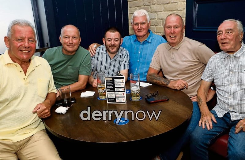 Mickey O’Connor celebrating his 70th birthday with his buddies from Brooke Park Leisure Centre.