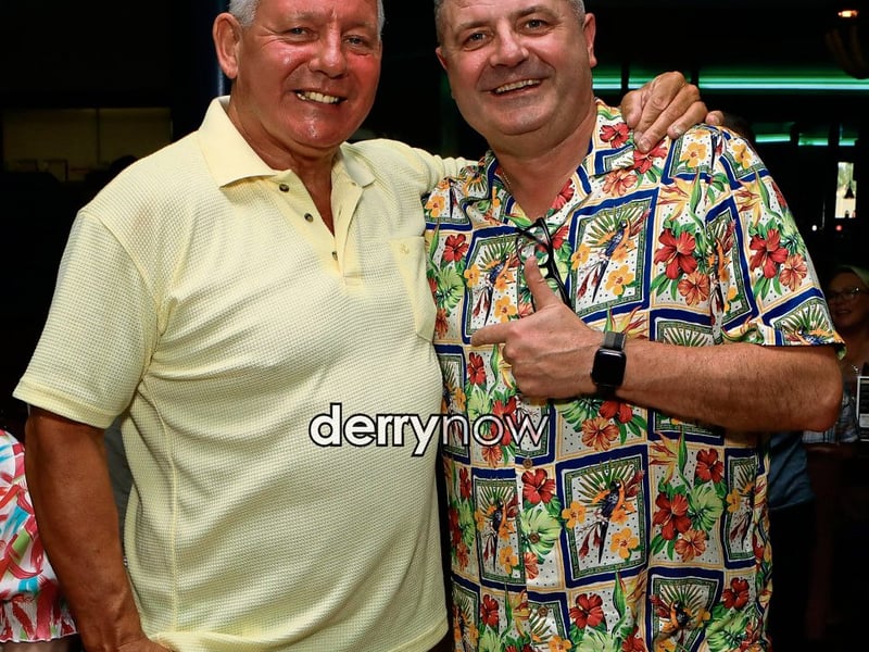 Mickey O’Connor with local DJ/quizmaster Tony McBride.