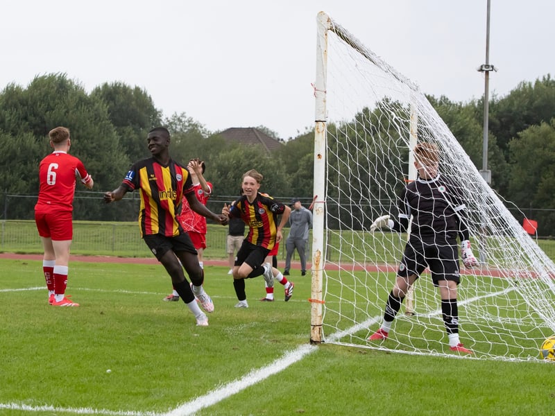 Goal action from Wednesday's Foyle Cup u-14 group game between Cliftonville and Partick Thistle, at Central, Templemore.