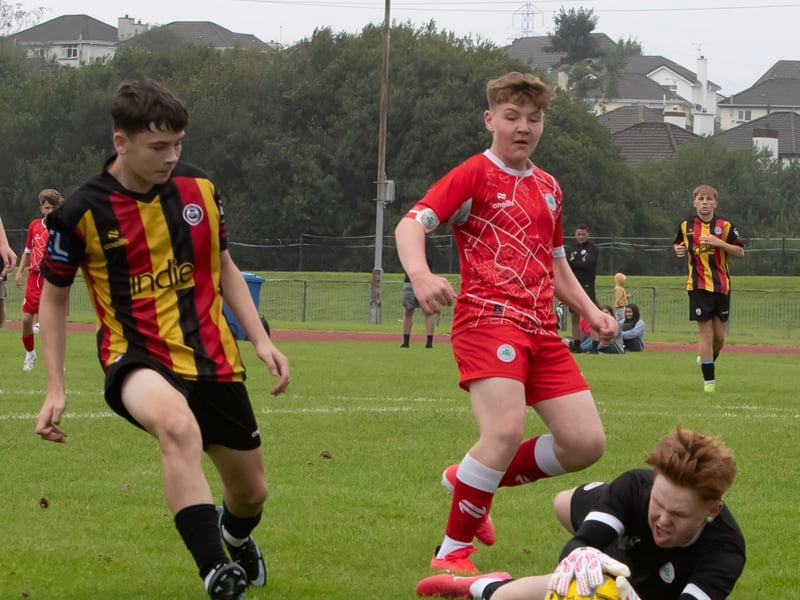 Action from Wednesday's Foyle Cup u-14 group game between Cliftonville and Partick Thistle, at Central, Templemore. (Photos: Jim McCafferty Photography)