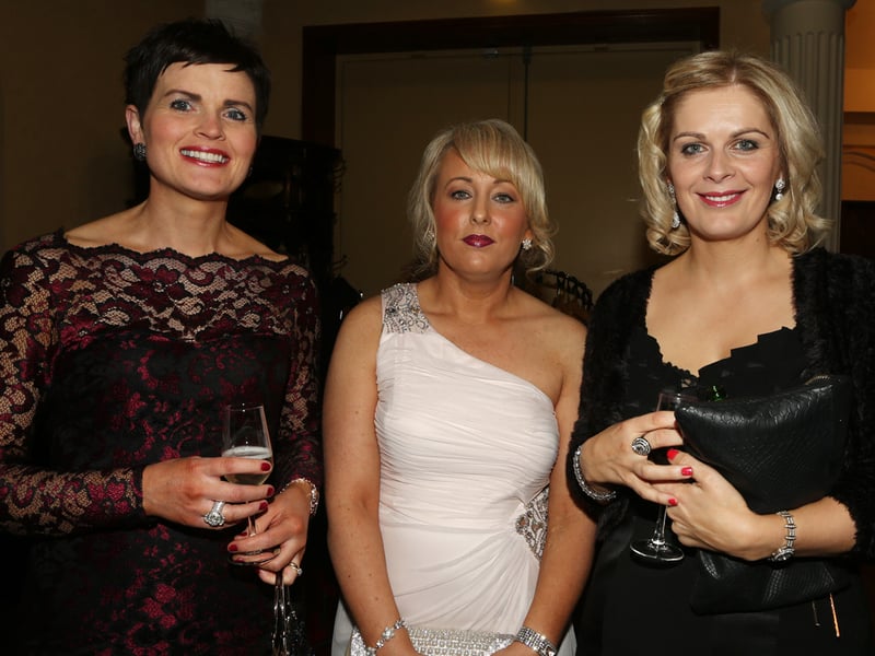 Carmel Diamond, Sharon Friel and Karen Craig at the Bellaghy Wolfe Tones GAC 75th Anniversary Gala dinner in the Tullyglass Hotel, Ballymena.
