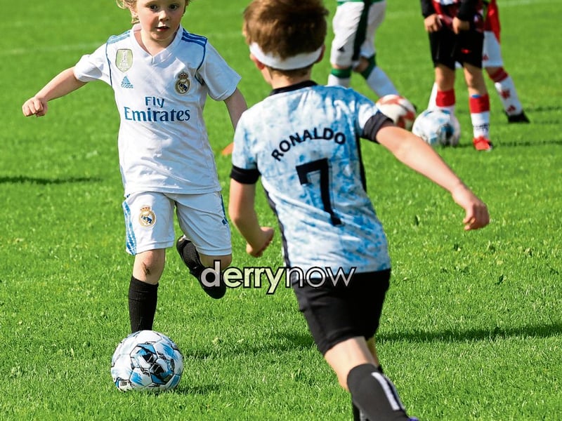 Young footballers at the Culmore Football Club, Ryan McBride Summer Camp.