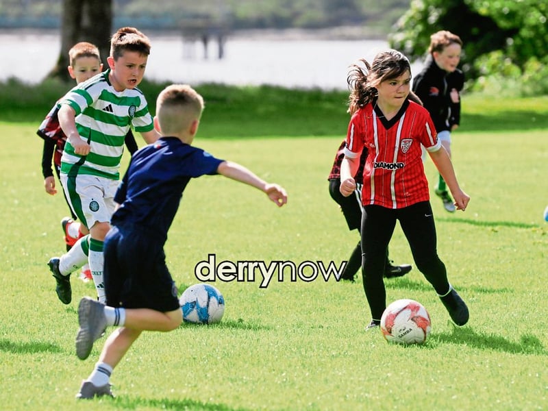 Young footballers at the Culmore Football Club, Ryan McBride Summer Camp.