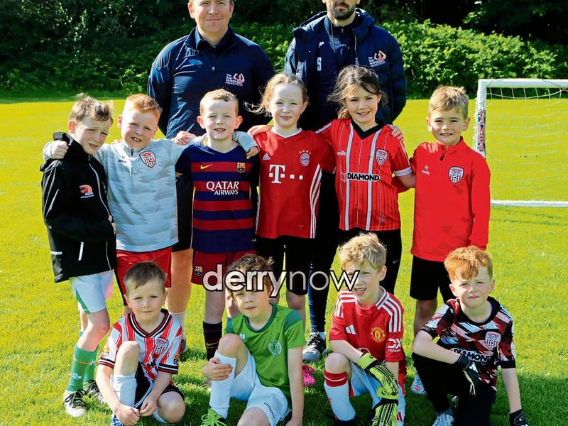The U7s with coaches Martin Doherty and Danny Lafferty, at the Culmore Football Club, Ryan McBride Summer Camp. (Photos - Tom Heaney, nwpresspics)