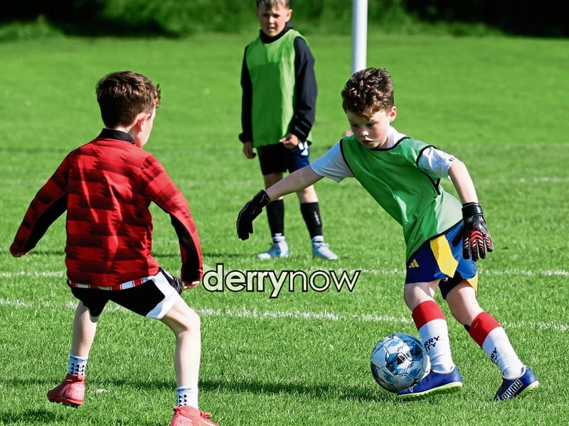 Young footballers testing their ability at the Culmore Football Club, Ryan McBride Summer Camp.