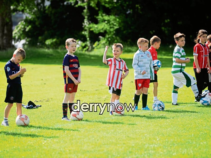 Lining up to take part in the Culmore Football Club, Ryan McBride Summer Camp.