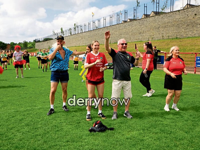 Warming up at the Sean Dolans Gaelic for Mothers & Others blitz.