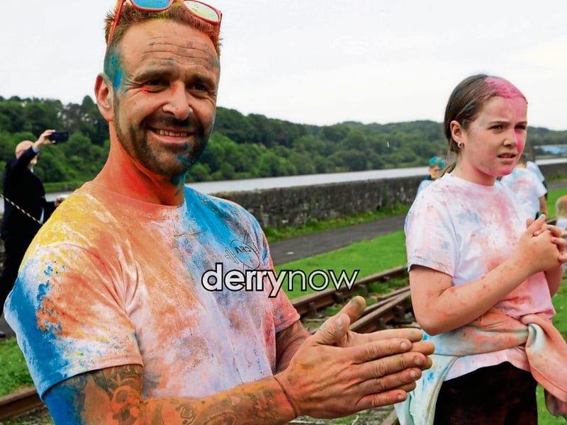 Jay Kiernan, family support co-ordinator, ARC Fitness at the start of the ARC Fitness 3k Colour Dash, at Destined, Foyle Road, on Saturday. (Photos - Tom Heaney, nwpresspics)