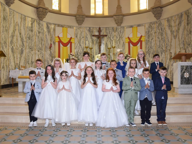 P4 at St. Canice's PS Dungiven on their First Communion day (Photos: Mary K Burke)