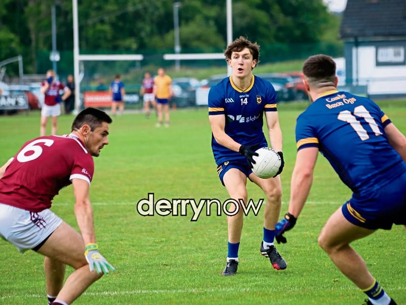 Steelstown Brian Ogs Callum Deery looks for support.