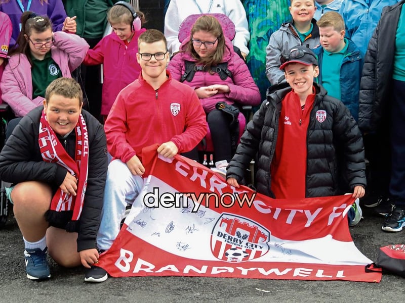 Pupils from Ardnashee College who featured in the film “Teenage Kicks”, by the late Vinny Cunningham outside Brunswick Moviebowl before the screening. 