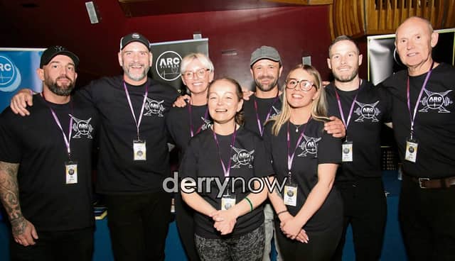Gary Rutherford, second from left, pictured with his team, at the ARC Fitness Health Fest NW, held in The Millennium Forum. (Photos - Deirdre Heaney, nwpresspics)