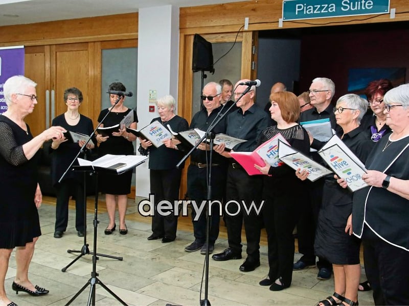The Hive Choir performing at the event. (Photos - Deirdre Heaney, nwpresspics)