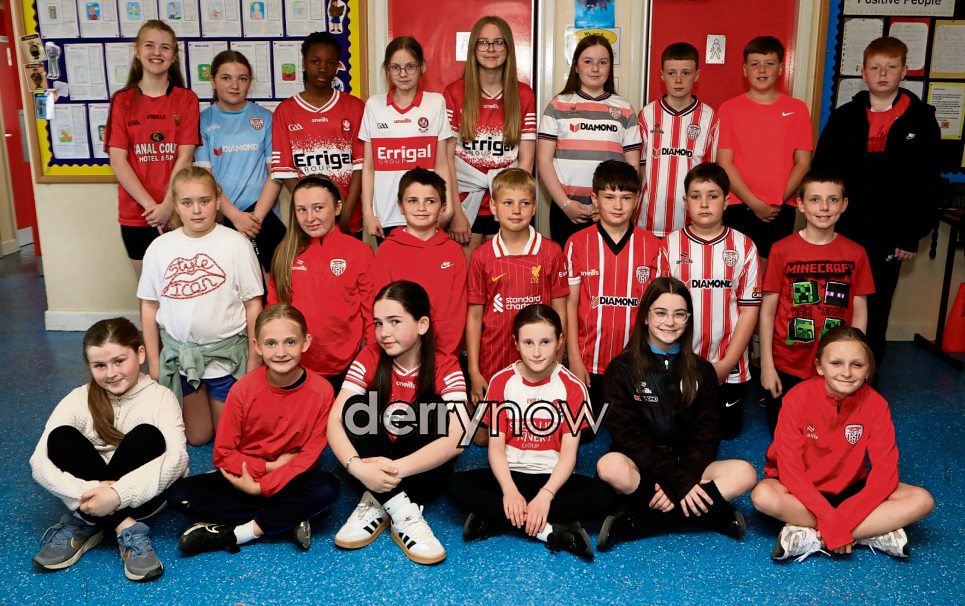 Hollybush PS pupils 'Going Red for Ryan'. (Photos - Tom Heaney, nwpresspics)