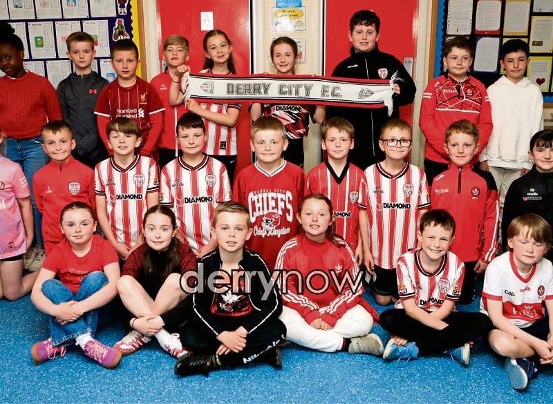 Hollybush PS pupils 'Going Red for Ryan'. (Photos - Tom Heaney, nwpresspics)