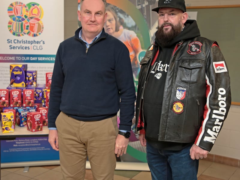 CAPTION: Pictured is St Christopher's Services CEO Declan Kenny with Richie Cummins of Heatseizers MCC Picture: Shelley Corcoran