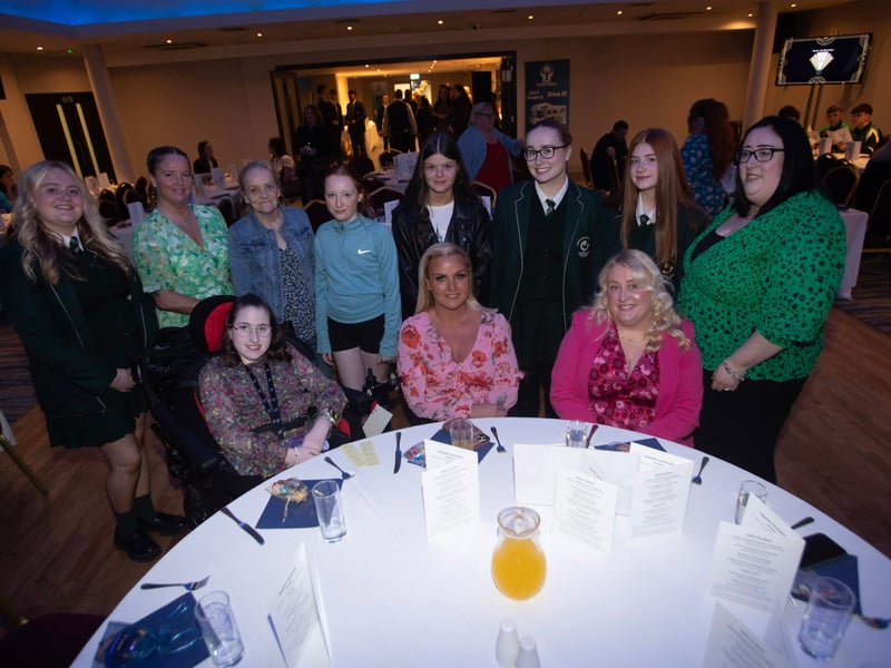 Representatives from St. Cecilia's College pictured at Monday's Derry Credit Union Young People's Awards 2025 at the Waterfoot Hotel.