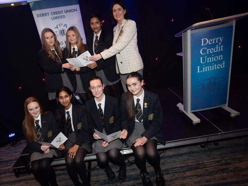 Nominees from Lumen Christi College pictured on Monday night at the Derry Credit Union Young People's Awards ceremony. (Photos: Jim McCafferty Photography)