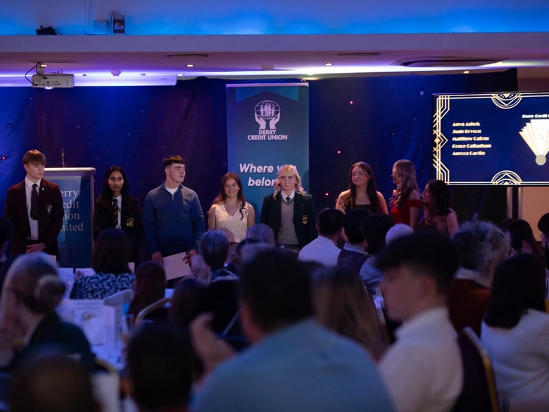 Nominees awaiting the announcement of the winner at the annual prestigious Derry Credit Union's Young People's Awards 2025 at the Waterfoot Hotel on Monday evening. (Photos: Jim McCafferty Photography)