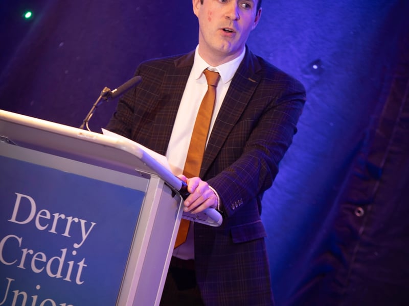 Owen McColgan, Chief Executive of The Howard Academy, keynote speaker at Monday's Annual Derry Credit Union's Young People's Awards. (Photos: Jim McCafferty Photography)