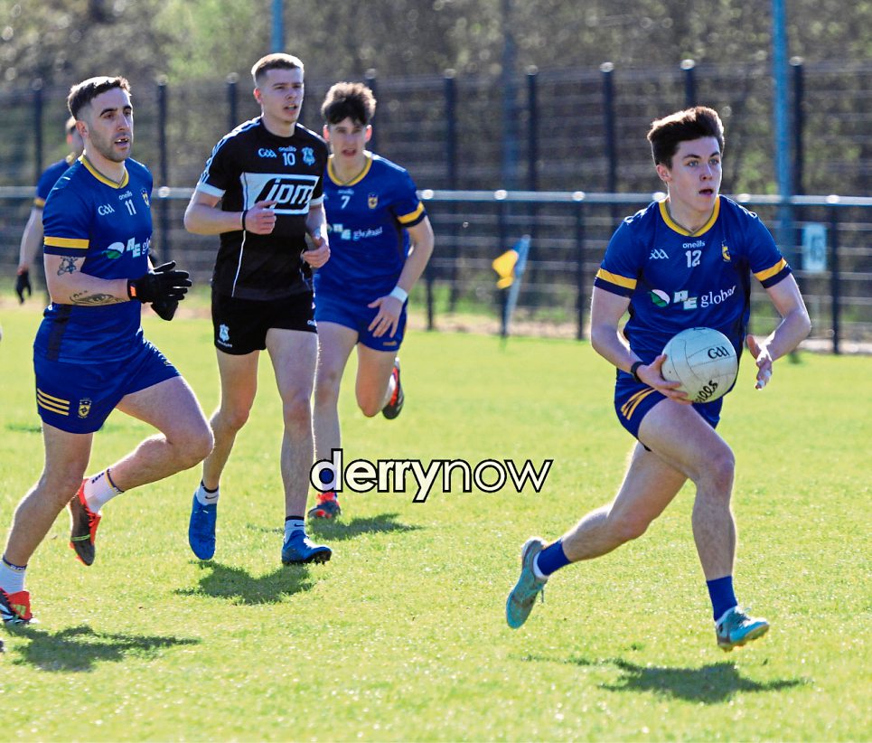 Steelstown's Cathal Deery advances with the ball. 